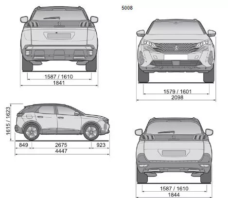 Peugeot 5008. Abmessungen
