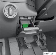 Skoda Kodiaq. Staufach für Karte im Ablagefach auf der Fahrerseite