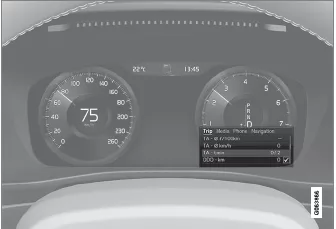 Volvo XC60. App-Menü auf dem Fahrerdisplay