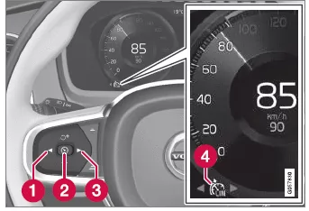 Volvo XC60. Geschwindigkeitsbegrenzung auswählen und aktivieren