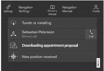 Volvo XC60. In den Ansichten des Displays in der Mittelkonsole navigieren