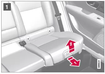 Volvo XC60. Sitzkissen im integrierten Kindersitz hochklappen