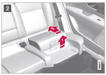 Volvo XC60. Sitzkissen im integrierten Kindersitz hochklappen