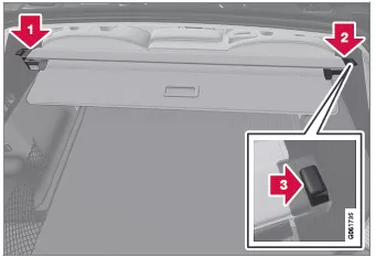 Volvo XC60. Gepäckraumabdeckung anbringen und abnehmen